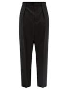 Saint Laurent - Deep-rise Pleated Wool-twill Trousers - Mens - Black