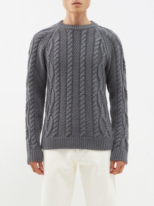 Sunflower - Cable-knit Wool Sweater - Mens - Grey