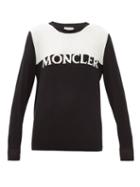 Matchesfashion.com Moncler - Logo-intarsia Wool-blend Sweater - Womens - Black White