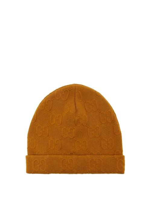 Gucci - Gg-jacquard Wool-blend Beanie Hat - Mens - Light Brown