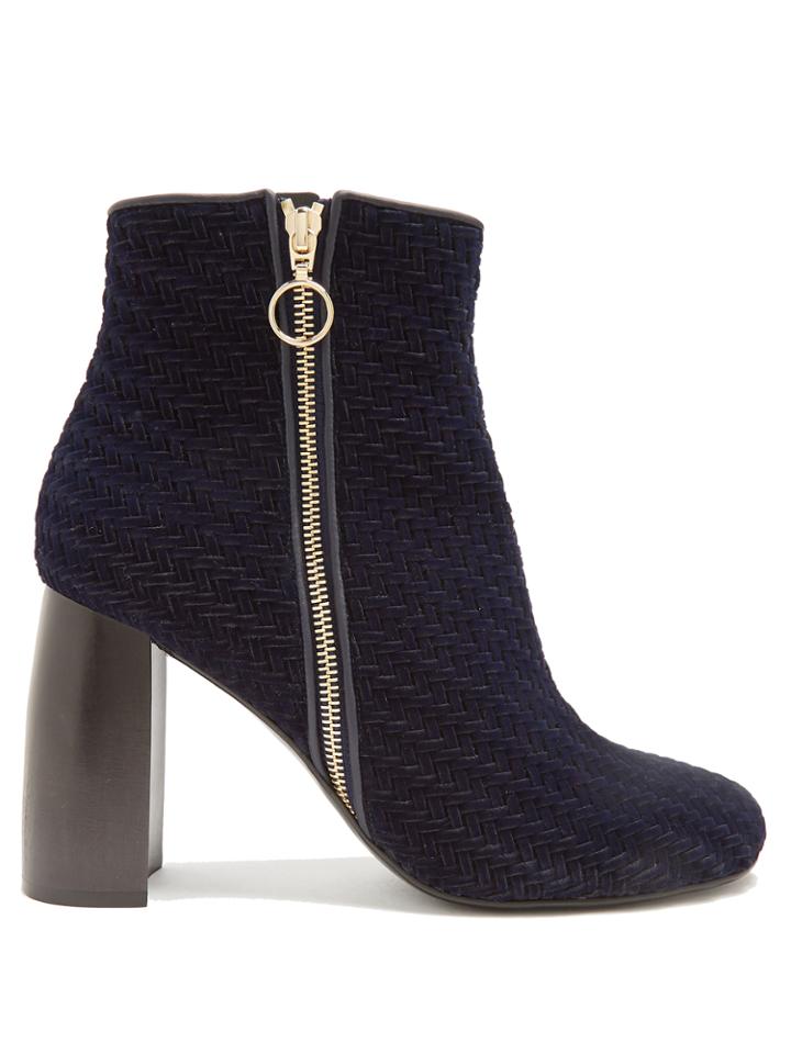 Stella Mccartney Block-heel Velvet Ankle Boots