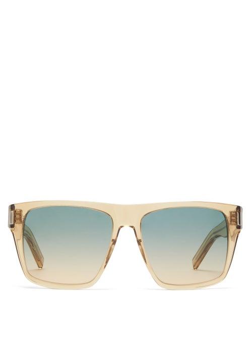 Matchesfashion.com Saint Laurent - Oversized Square Acetate Sunglasses - Womens - Brown Multi