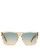Matchesfashion.com Saint Laurent - Oversized Square Acetate Sunglasses - Womens - Brown Multi