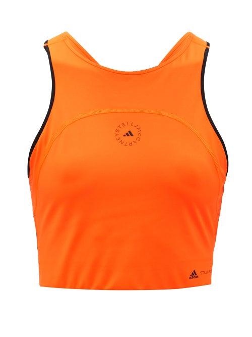 Adidas By Stella Mccartney - Truepace Cross-back Recycled-fibre-blend Top - Womens - Orange