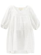 Matchesfashion.com Anaak - Nina Tiered Crinkled Cotton Mini Dress - Womens - White