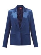 Matchesfashion.com Staud - Madden Single-breasted Satin Jacket - Womens - Dark Blue