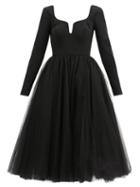Matchesfashion.com Carolina Herrera - Sweetheart-neckline Crepe And Tulle Dress - Womens - Black