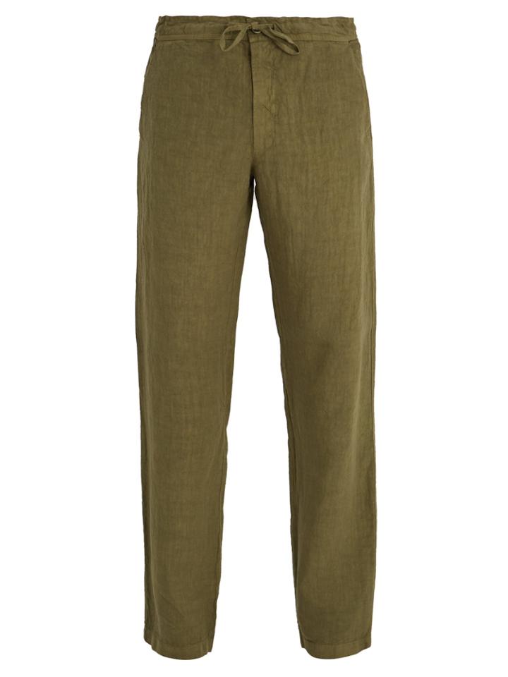 120 Lino Drawstring-waist Straight-leg Linen Trousers