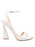 Ladies Shoes Gianvito Rossi - Aura Flared-heel Leather Sandals - Womens - White