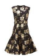 Matchesfashion.com Emilia Wickstead - Danni Metallic Floral Jacquard Flared Dress - Womens - Black Gold