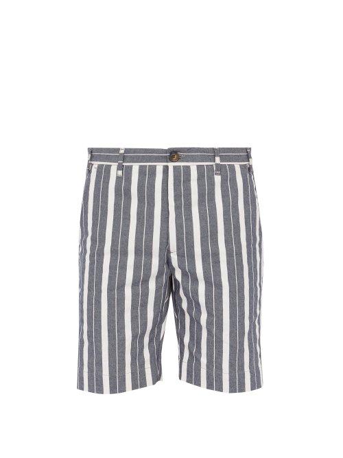 Matchesfashion.com J.w. Brine - Chris Striped Cotton Twill Shorts - Mens - Blue Stripe