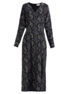 Matchesfashion.com Raey - Batwing Geo Snake Print Silk Dress - Womens - Navy Print