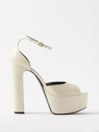 Saint Laurent - Jodie 95 Leather Platform Sandals - Womens - Off White