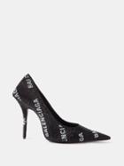 Balenciaga - Square Knife 110 Crystal-embellished Leather Pumps - Womens - Black White