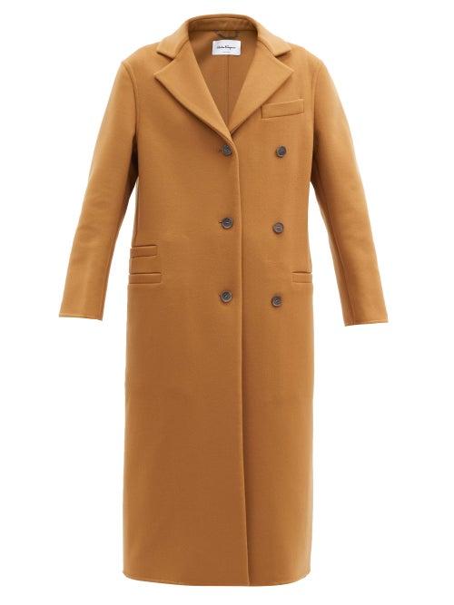 Matchesfashion.com Salvatore Ferragamo - Asymmetric Wool-blend Coat - Womens - Brown
