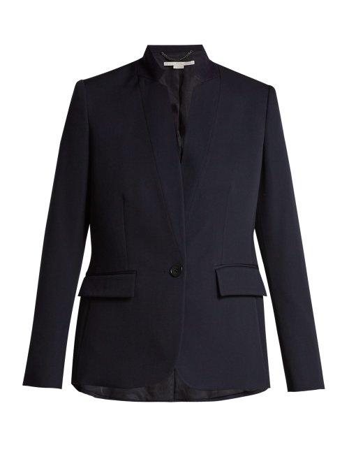 Matchesfashion.com Stella Mccartney - Fleur Single Breasted Wool Blazer - Womens - Navy