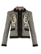 Gucci Spaniel-appliqu Ruffle-trimmed Tweed Jacket