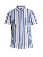 A.p.c. Multi-stripe Short-sleeved Cotton Shirt