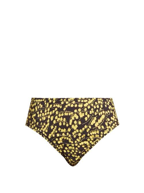 Matchesfashion.com Ganni - Caradonna Floral Print High Waist Bikini Briefs - Womens - Black