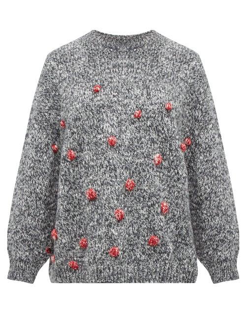 Matchesfashion.com Vika Gazinskaya - Oversized Bobble Stitch Sweater - Womens - Grey Multi