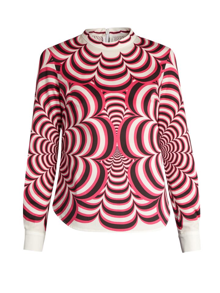 Mary Katrantzou Tiggy Optic-print Cotton-blend Top