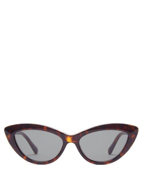 Matchesfashion.com Stella Mccartney - Chain Trim Acetate Cat Eye Sunglasses - Womens - Tortoiseshell
