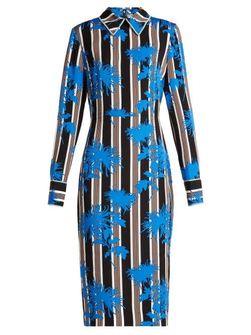 Matchesfashion.com Diane Von Furstenberg - Shelford Striped Dress - Womens - Black Blue