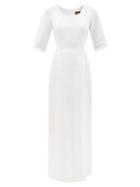 Ladies Beachwear Albus Lumen - Back-slit Linen Maxi Dress - Womens - White
