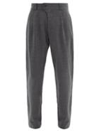 Matchesfashion.com Oliver Spencer - Pleated Wool-blend Herringbone-twill Trousers - Mens - Dark Grey