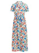 Matchesfashion.com Hvn - Maria Sunflower Print Silk Midi Dress - Womens - Multi