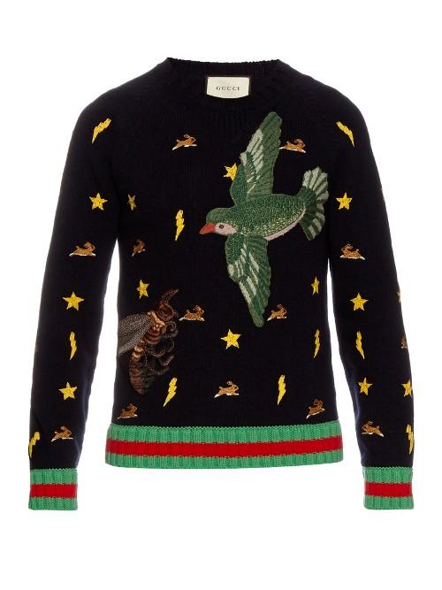 Gucci Motif-embroidered Wool Sweater