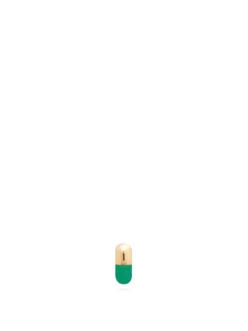 Matchesfashion.com Alison Lou - Tiny Pill 14kt Gold Single Stud Earring - Womens - Green