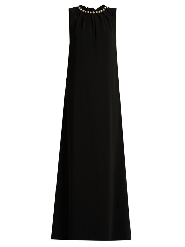 Osman Pernille Faux-pearl Embellished Stretch-crepe Gown