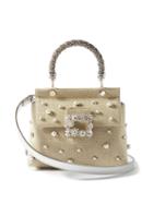 Roger Vivier - Viv Crystal-embellished Canvas Handbag - Womens - Beige