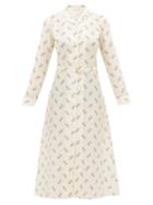 Matchesfashion.com Giuliva Heritage Collection - The Clara Geometric Print Cotton Blend Shirtdress - Womens - Ivory Multi