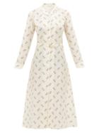 Matchesfashion.com Giuliva Heritage Collection - The Clara Geometric Print Cotton Blend Shirtdress - Womens - Ivory Multi
