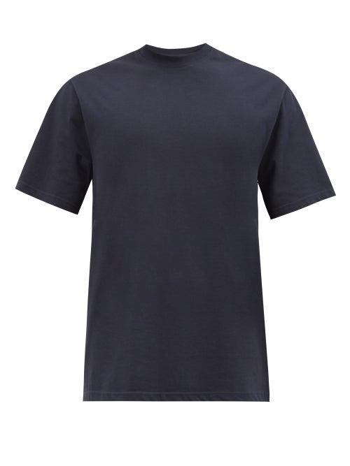 Matchesfashion.com Studio Nicholson - Mercerised-cotton T-shirt - Mens - Navy