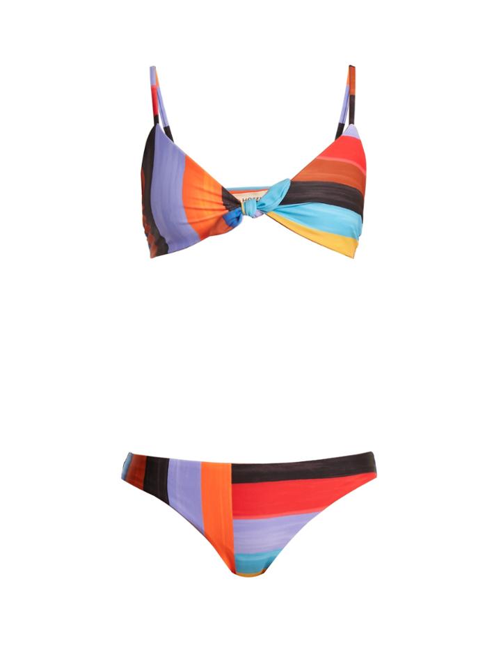 Mara Hoffman Carla Knot-detail Striped Bikini Top
