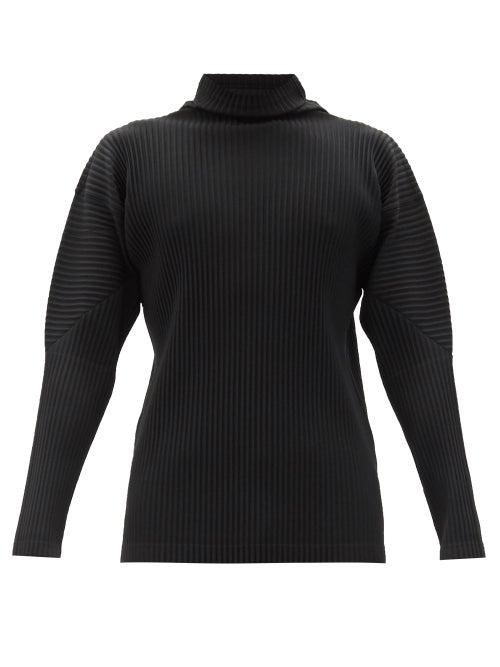 Matchesfashion.com Homme Pliss Issey Miyake - Technical-pleated Knit Long-sleeve T-shirt - Mens - Black