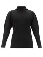 Matchesfashion.com Homme Pliss Issey Miyake - Technical-pleated Knit Long-sleeve T-shirt - Mens - Black