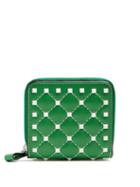 Matchesfashion.com Valentino - Rockstud Spike Zip Around Leather Wallet - Womens - Green White