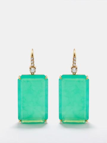 Irene Neuwirth - Diamond, Chrysoprase & 18kt Gold Drop Earrings - Womens - Green Multi