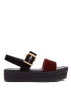 Prada Bi-colour Double-strap Velvet Flatform Sandals