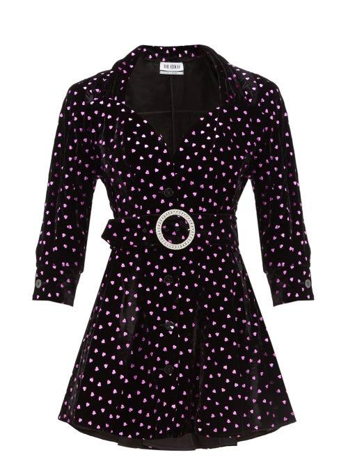 Matchesfashion.com The Attico - Lam Hearts Velvet Mini Dress - Womens - Black Multi