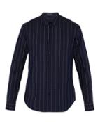 Matchesfashion.com Versace - Logo Striped Cotton Shirt - Mens - Blue White