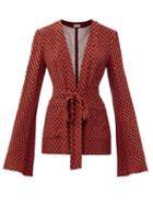 Matchesfashion.com Raey - Bell-sleeve Belted Polka-dot Silk Pyjama Jacket - Womens - Red Print
