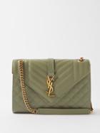Saint Laurent - Envelope Medium Quilted-leather Shoulder Bag - Womens - Light Green