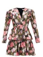 Matchesfashion.com Borgo De Nor - Amelia Metallic-jacquard Floral Silk-blend Dress - Womens - Black Multi