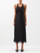 Balenciaga - Lace-trimmed Satin Midi Dress - Womens - Black