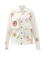 Matchesfashion.com Story Mfg. - Helix Spiral Trip-print Organic-cotton Jacket - Womens - Ivory